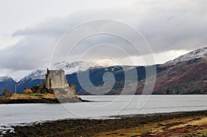 Scottish castle and mountains.