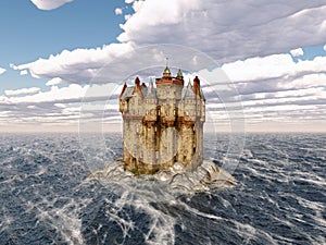 Scottish castle in the sea