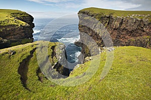 Scottish coastline landscape in Shetland islands. Scotland. UK