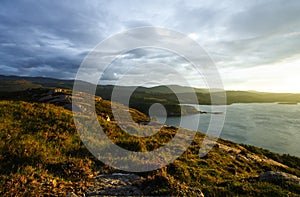 Scottish coastline at sunset