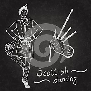 Scottish dancer and Bagpipes