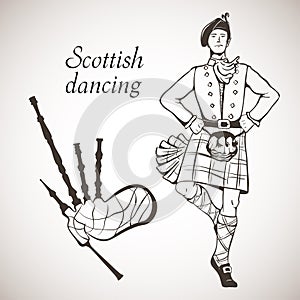 Scottish dancer and Bagpipes