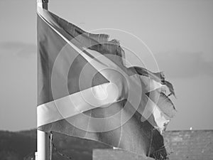 Scottish flag blowing at Fort George, Highlands