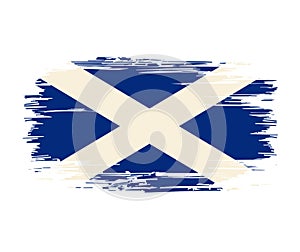 Scottish flag brush grunge background. Vector illustration.
