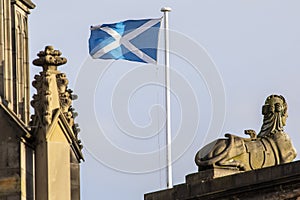 Scottish Flag Flying in Edinburgh, Scotland