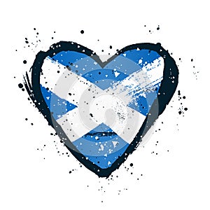 Scottish flag in the form of a big heart. Vector illustration