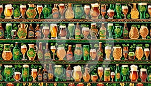 Scottish Irish green beer mug bottle wall shelf decor