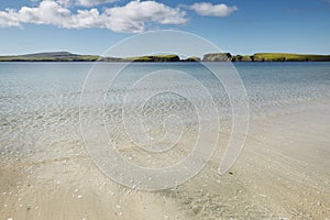 Scottish landscape with beach in Shetland. Scotland. UK