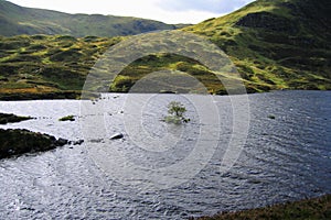 Scottish Landscape at Loch Skeen on a Stormy Day, Moffat Hills, Dumfries and Galloway, Scotland, Great Britain