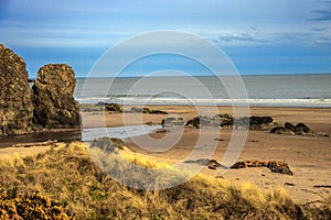 Scottish landscape. St Cyrus Beach, Montrose, Aberdeenshire, Scotland, UK