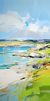 Scottish Landscapes: A Dynamic Sketch Of A Beach And Ocean photo