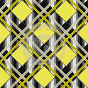 Scottish plaid, MacLeod tartan seamless pattern, three black stripes over the yellow field