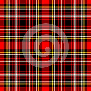 Scottish plaid red and black seamless checkered vector pattern