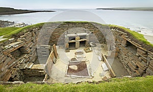 Scottish prehistoric site in Orkney. Skara Brae. Scotland