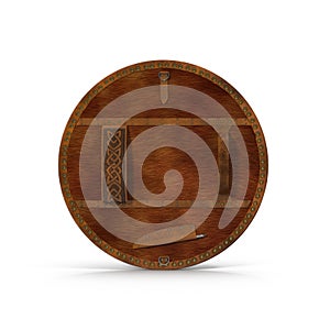 Scottish Targe Shield on white. 3D illustration