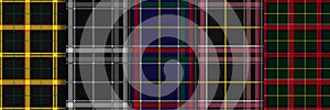 Scottish Tartan Checkered Seamless Patterns set. Vector Repeat Backgrounds