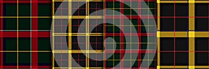 Scottish Tartan Checkered Seamless Patterns set. Vector Repeat Backgrounds