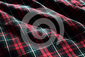 Scottish Tartan Material Fabric with Sunshine and Shadows highlighting Detail, Form and Texture