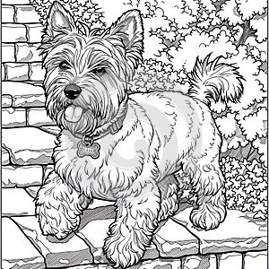 Scottish Terrier dog drawing Coloring book page