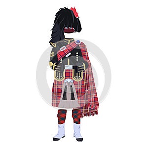 Scottish traditional clothing flat vector illustration