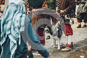 Scottish warriors with their guard dog