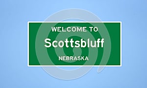 Scottsbluff, Nebraska city limit sign. Town sign from the USA. photo