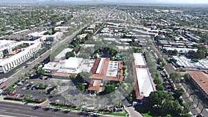Scottsdale, Arizona, USA - aerial flyover shot on a bright and sunny day