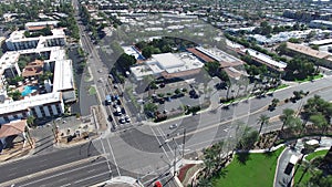 Scottsdale, Arizona, USA - Aerial Shot of a Intersection near some Resorts in Scottsdale