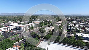 Scottsdale, Arizona, USA - Landscape Aerial shot of Scottsdale with Palm Trees and Blue Sky