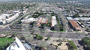 Scottsdale, Arizona, USA - Landscape Aerial shot of Scottsdale`s Resorts and Hotels