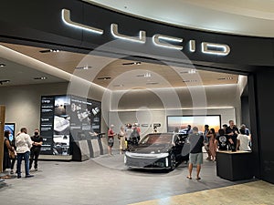 Scottsdale,AZ,usa- 8.7.21: The Lucid Air, electric sedan is displayed at a new showroom in Scottsdale