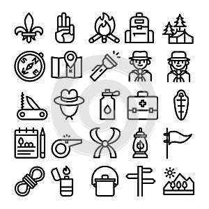 Scout black outline icons