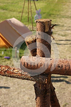 Scout camp built with wooden rafters