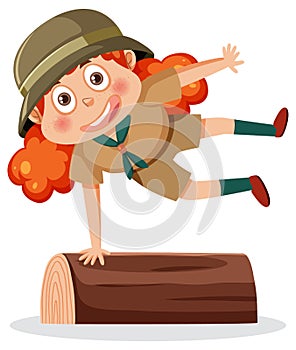 Scout girl dancing cartoon