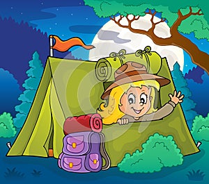 Scout girl in tent theme 4