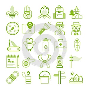 Scout green outline and shade icons