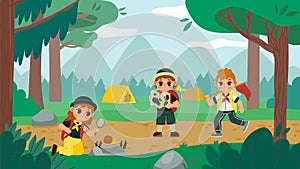 Scout kids, action and adventure on nature