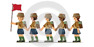 Scout kids walking in line illustration