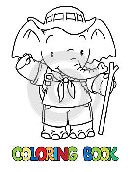 Scout. Little baby elephant. Coloring book.