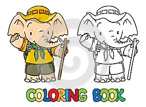 Scout. Little baby elephant. Coloring book.