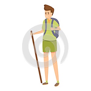 Scouting forest navigation icon, cartoon style