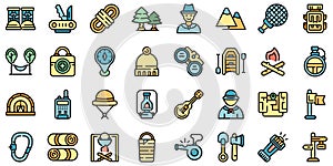 Scouting icons set line color vector