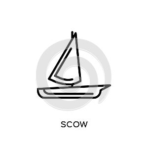 scow icon. Trendy modern flat linear vector scow icon on white b