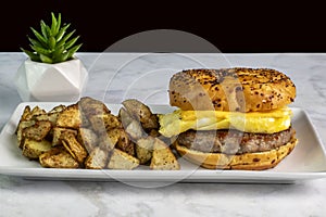 scramble egg and sausage sandwich