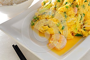 Scramble egg shrimp