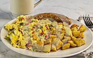 scramble eggs with peppers and onions