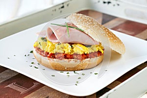 Scrambled egg sandwich