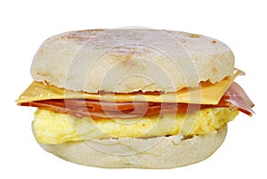 Scrambled egg sandwich on an english muffin