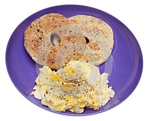 Scrambled Eggs and Bagel Breakfast