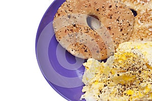 Scrambled Eggs and Bagel Breakfast